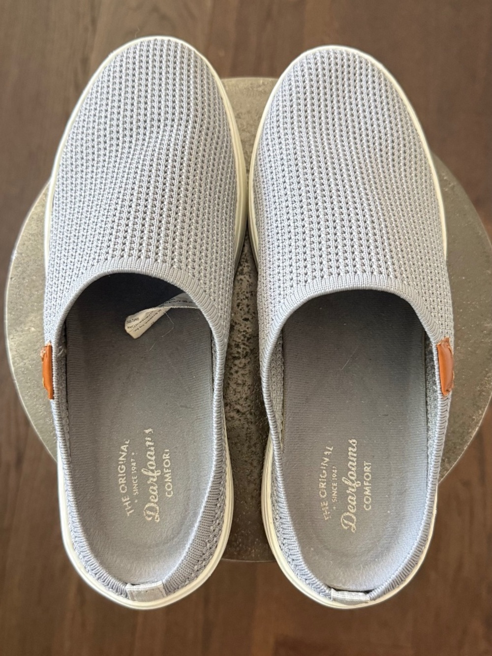 Dearfoams Women’s Size 8 Gray Knit Slip-On Mule Clogs Comfort Shoes